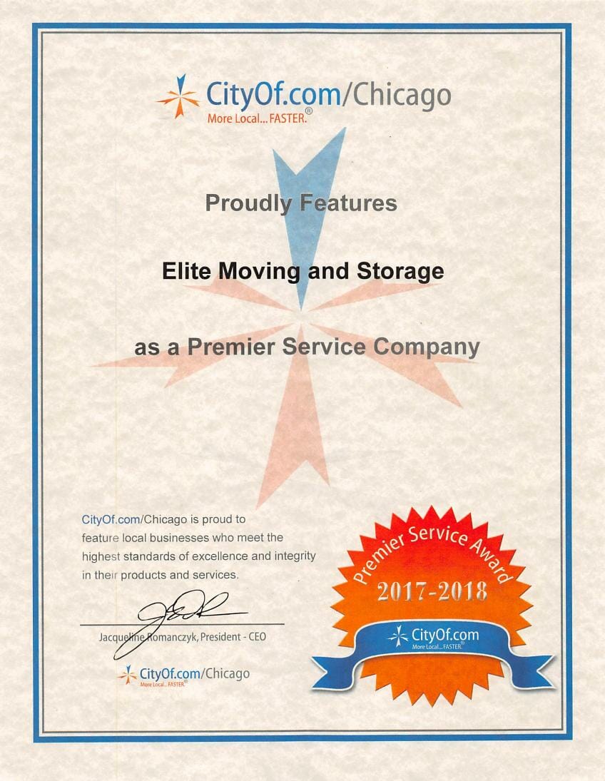 CityOf.com Chicago local business premier service company award certificate